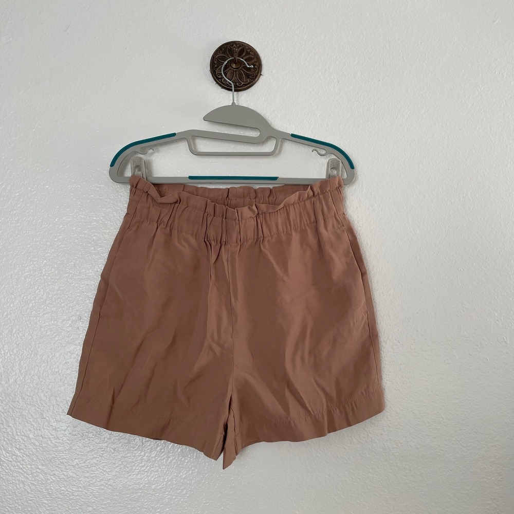 Ann Taylor Factory Mauve Paperbag‎ Waist Shorts High Rise Small Rose Tan